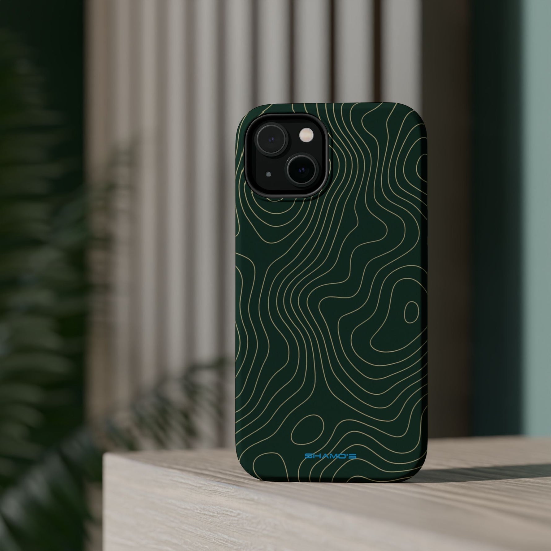 Topographic Green Magnetic Impact-Resistant iPhone Case | MagSafe compatible  Shamo's