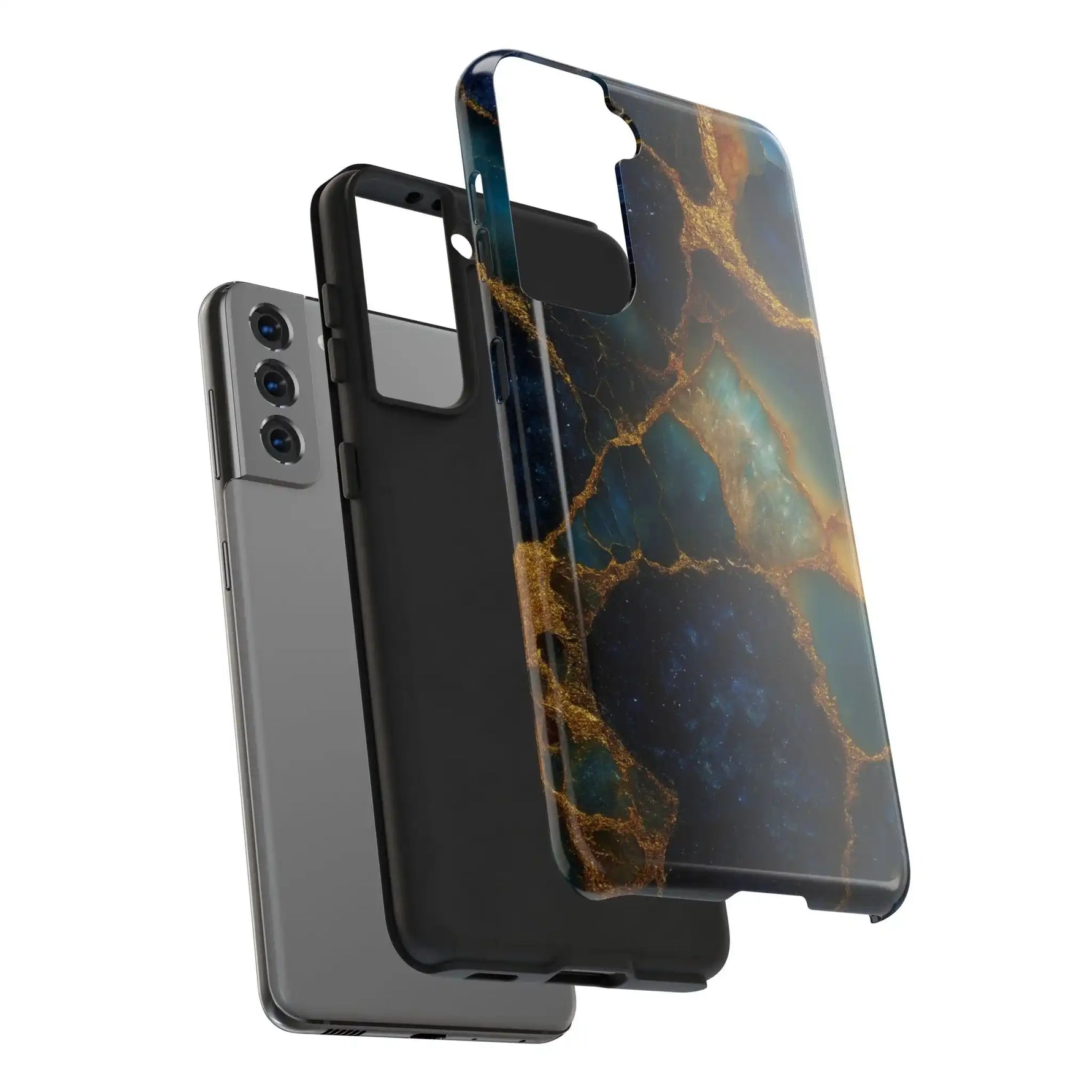 Blue Gold Agate Tough Phone Case Marble Stone Design  Shamo's