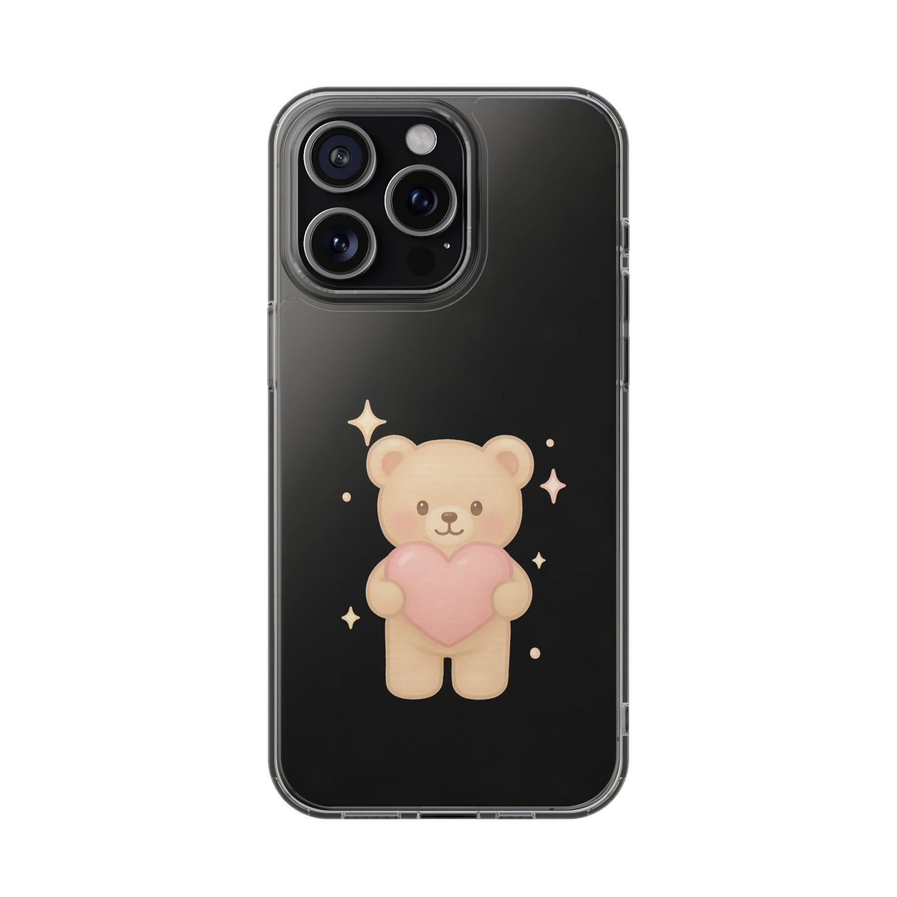 Romantic Teddy Bear Impact-Resistant iPhone Case with Heart Design - Shamo's
