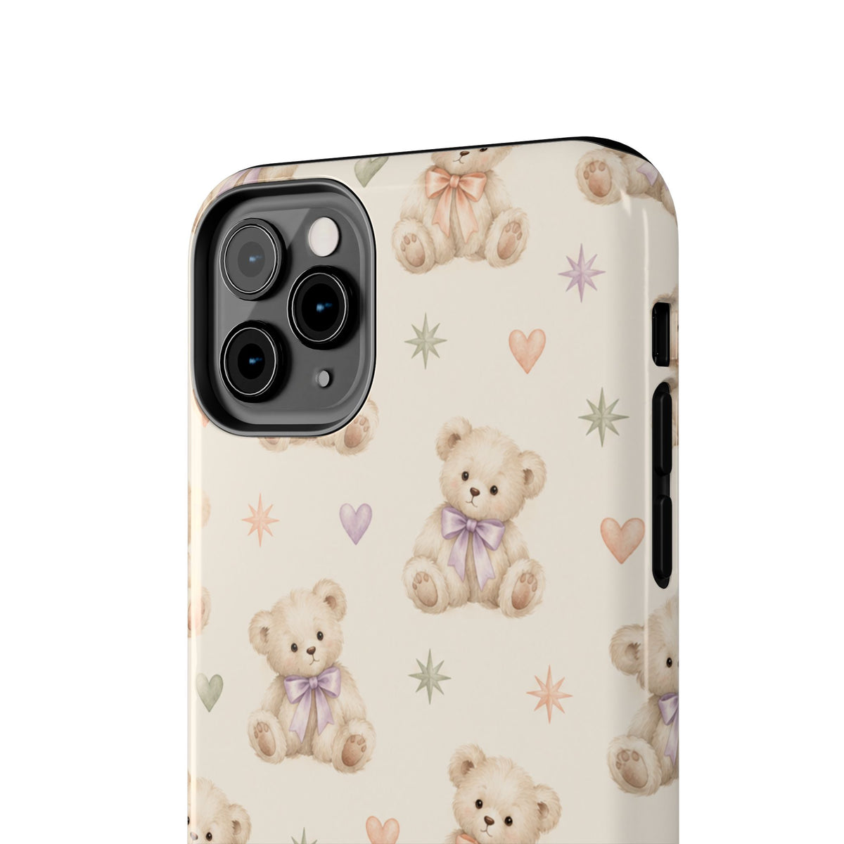 Cute Pastel Bear Impact Phone Case | Heart & Star Kawaii Pattern