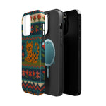 Cozy Knit Leopard Pattern Sweater Holiday Theme iPhone Case with MagSafe compatibility  Shamo's