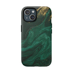 Emerald Marble with Gold Veins iPhone Case | with MagSafe  Shamo's iPhone 15 / Matte