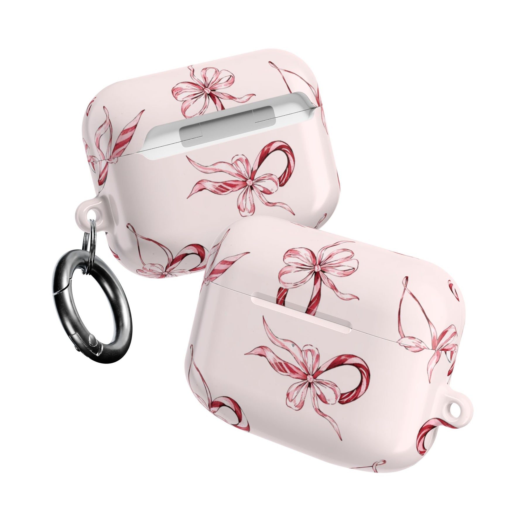 Floral Ribbon AirPod Case — Pink Bow Pattern Protective Cover