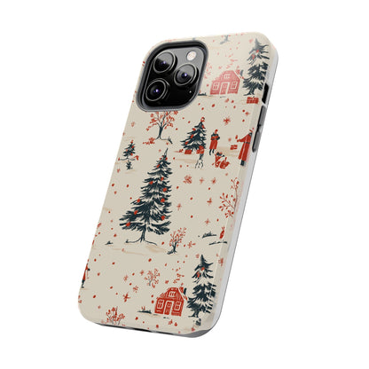 Winter Village Holiday Tough iPhone Case — Vintage Holidays & Snow Scene