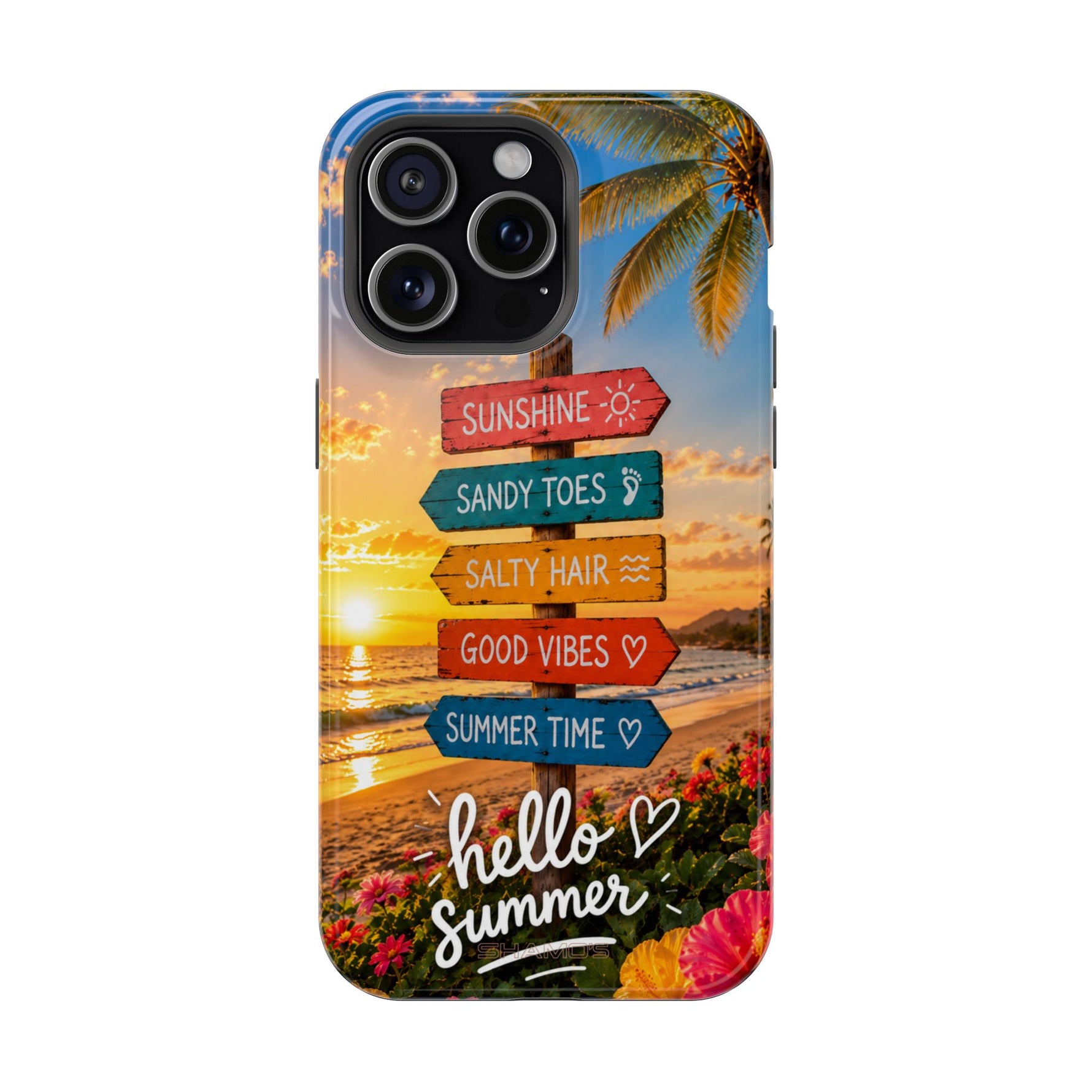 Hello Summer Phone Case — Tropical Beach MagSafe Impact-Resistant Case