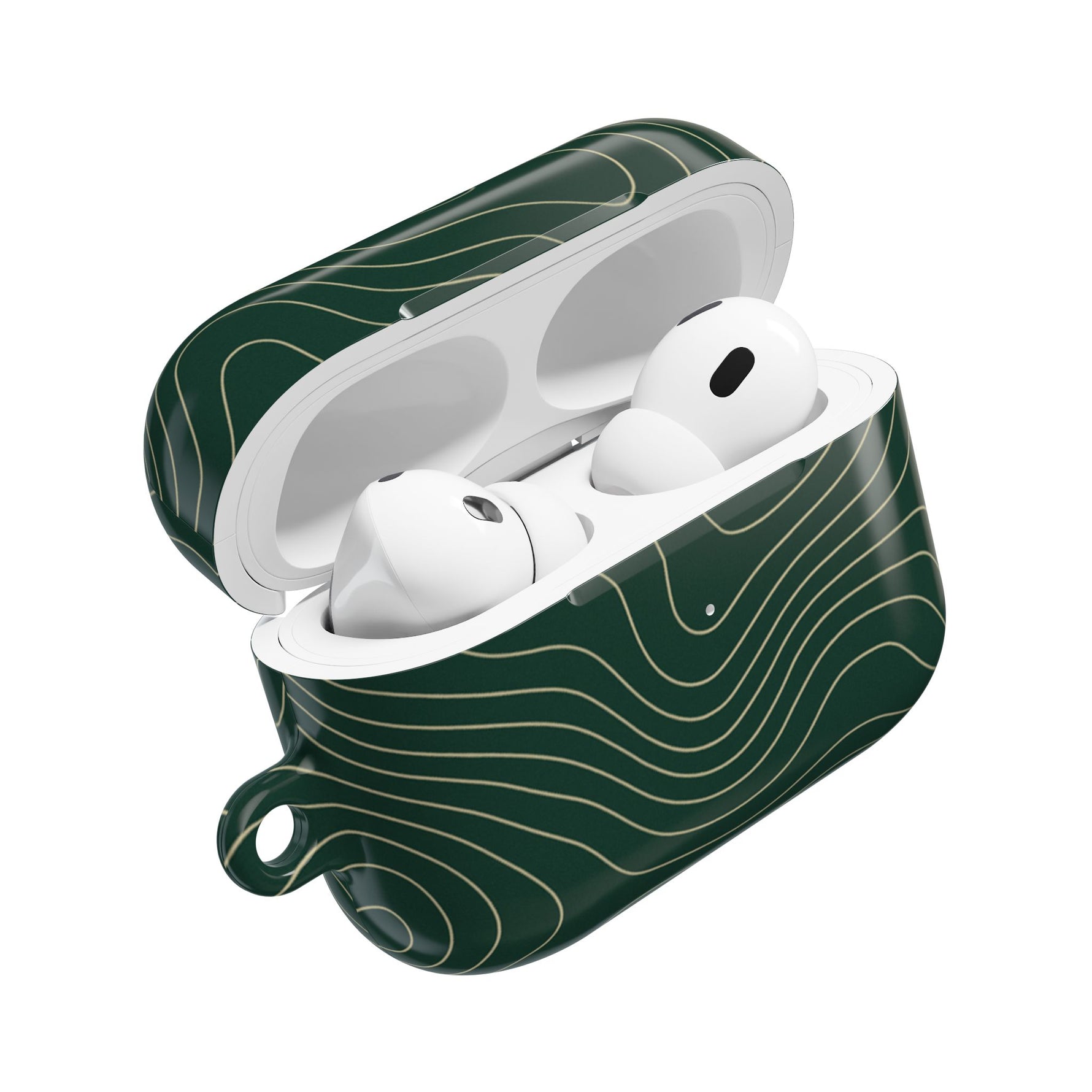 Topographic Green AirPod Case, Minimal Contour Design