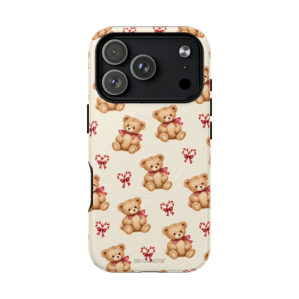 Coque iPhone Ourson des fêtes et sucres d’orge en forme de cœur avec MagSafe