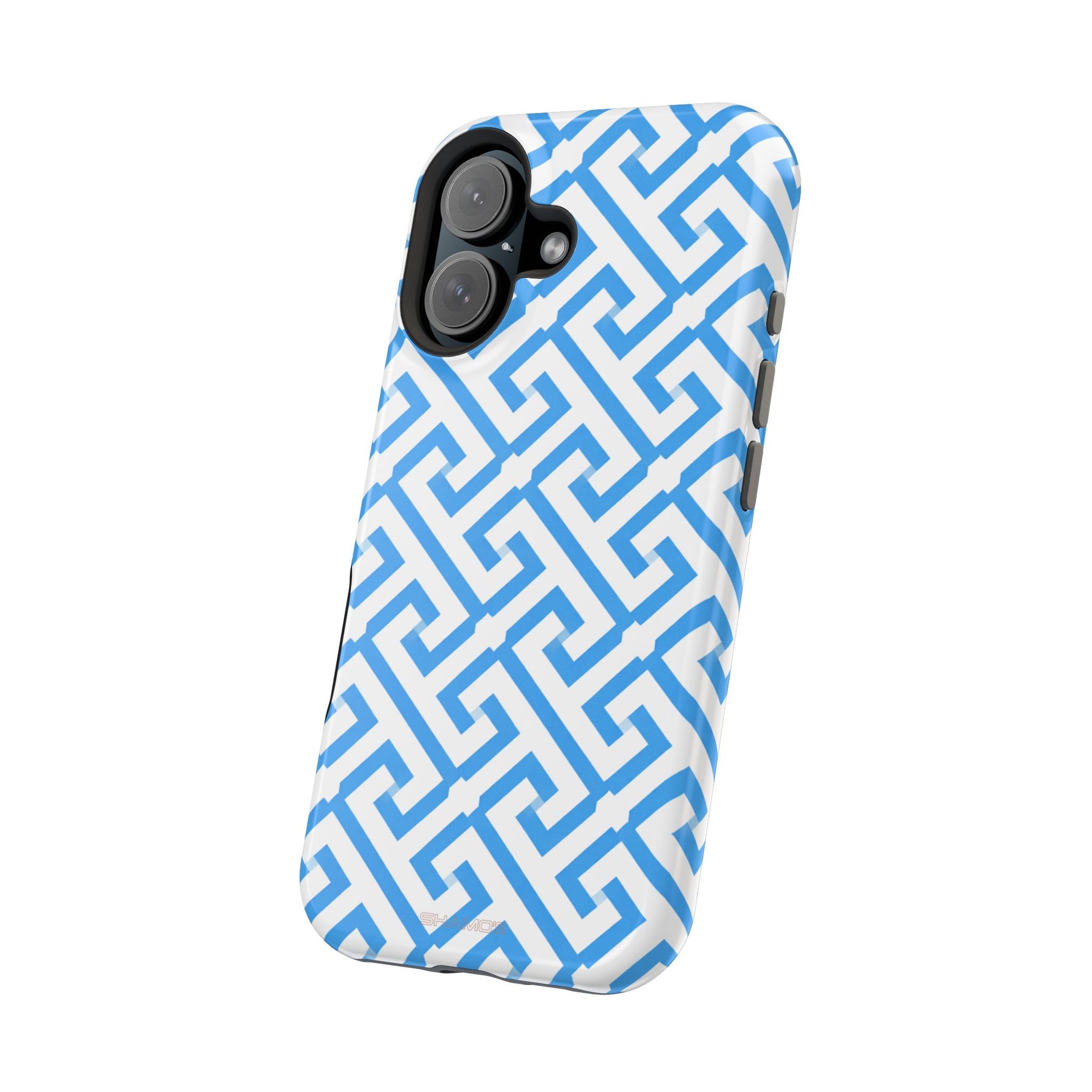 Preppy Blue Geometric MagSafe Compatible Impact Phone Case