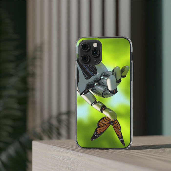 Clear Phone Cases with Robotic hand and Butterfly theme