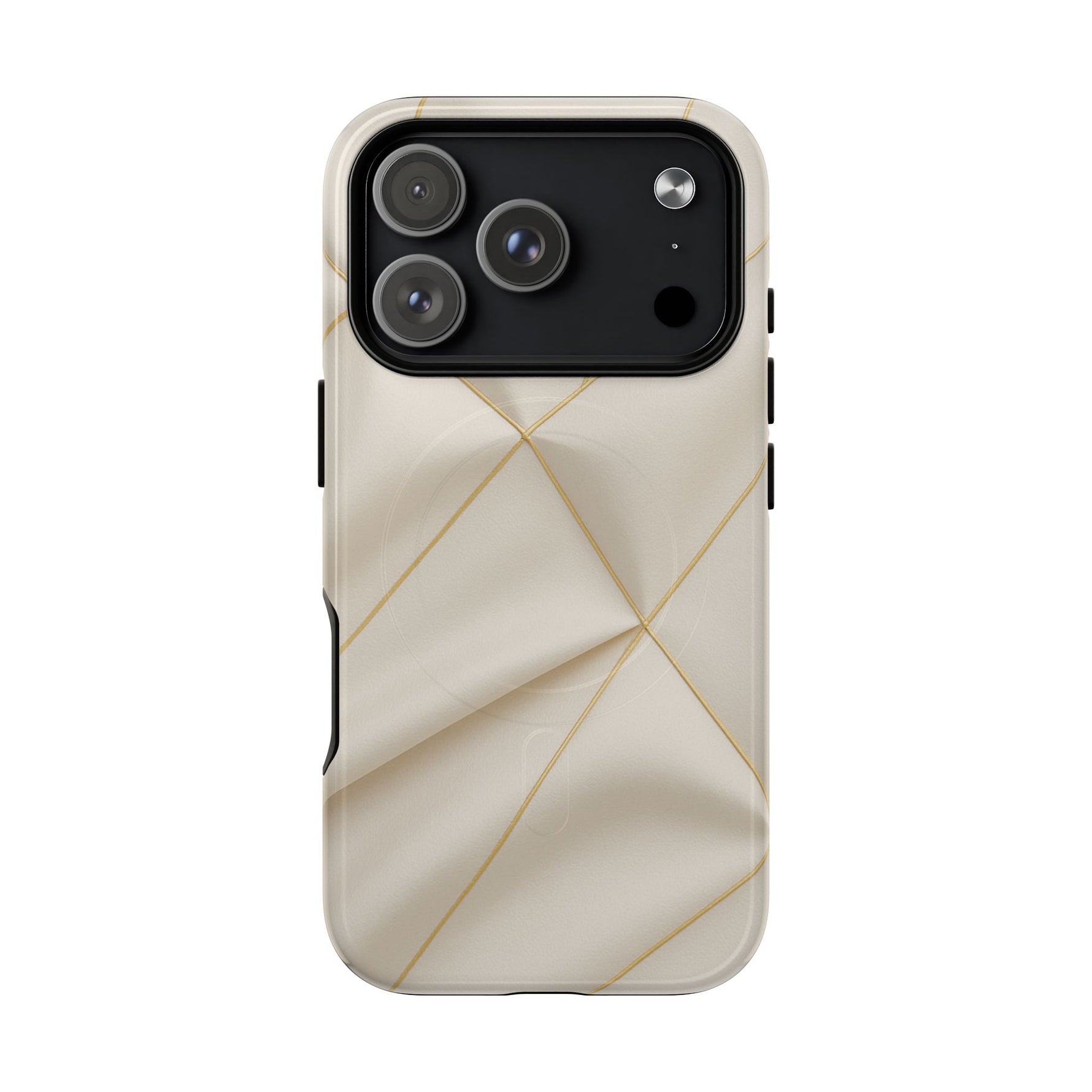 Beige Gold Geometric Luxury Series iPhone Case with MagSafe - Shamo's