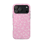Pink Bow Pattern Impact-Resistant iPhone Case | MagSafe