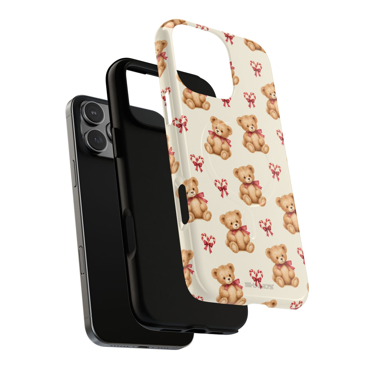 Coque iPhone Ourson des fêtes et sucres d’orge en forme de cœur avec MagSafe