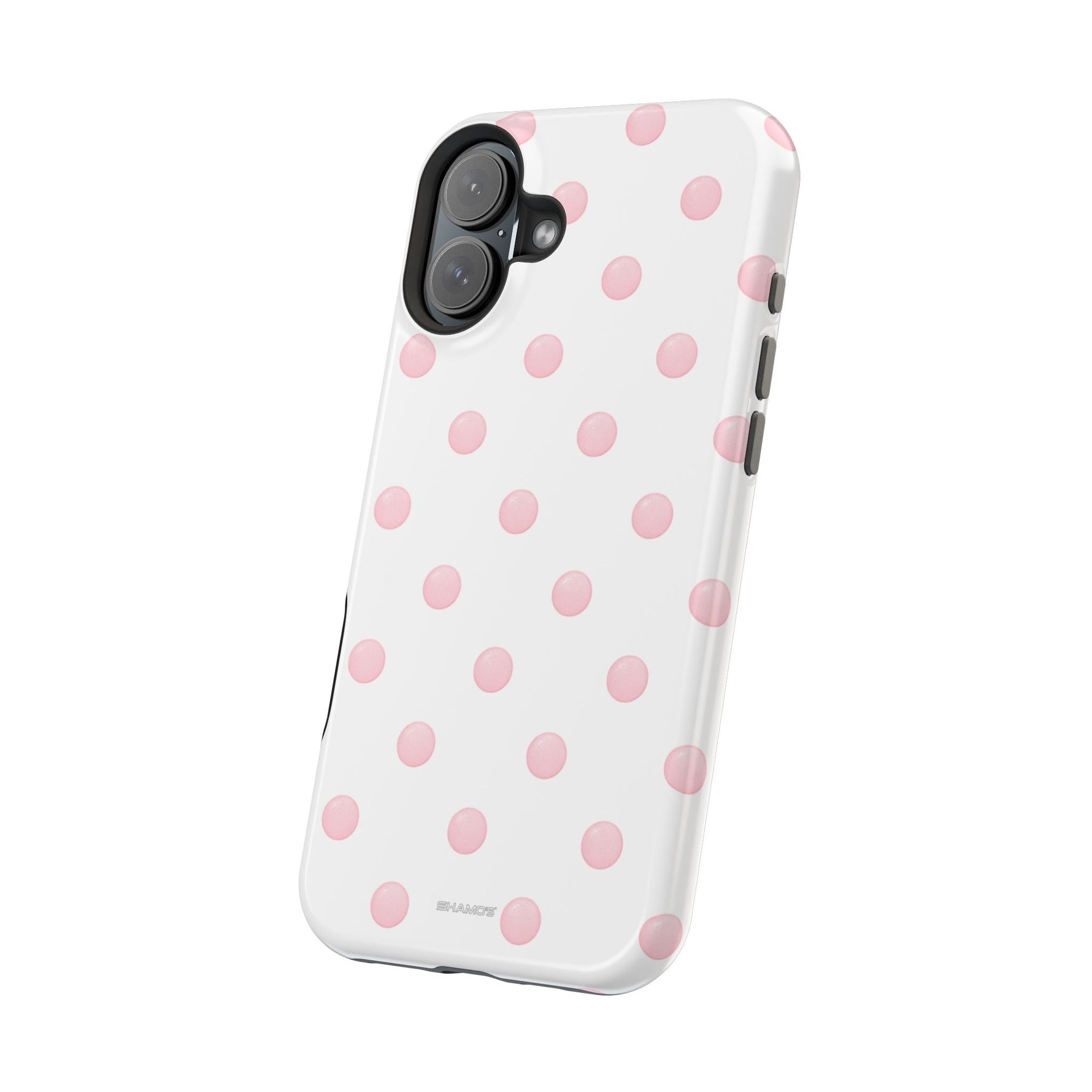 Pink Polka Dot Impact-Resistant Phone Case | MagSafe