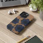 Navy Floral Tough iPhone Case — Durable Protective Case with Blue Flowers on Kraft Background  Shamo's