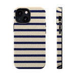 Navy & Cream Ribbed Holiday Sweater Design iPhone Case with MagSafe compatibility  Shamo's iPhone 13 Mini / Glossy