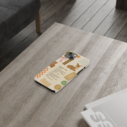 Slim iPhone Case — Cozy Baking & Teddy Pattern (Recipe, Deer, Buttons)