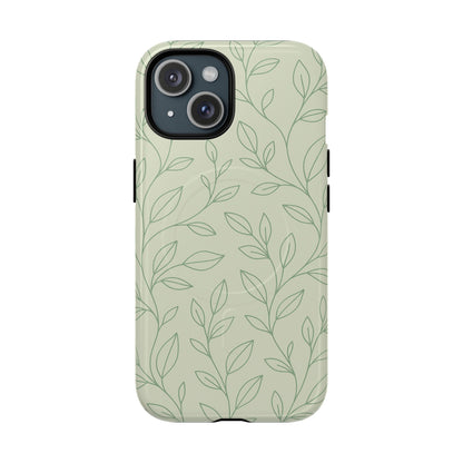 Sage Botanical Leaves Floral iPhone Case | MagSafe