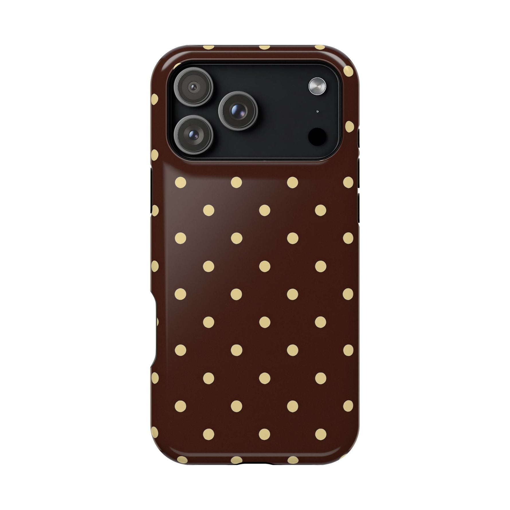 Polka Dot iPhone Case — Brown & Cream Protective Cover with MagSafe compatibility  Shamo's iPhone 17 Pro Max / Glossy