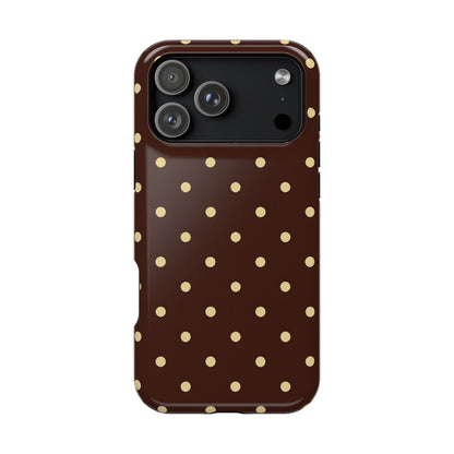 Polka Dot iPhone Case — Brown & Cream Protective Cover with MagSafe compatibility