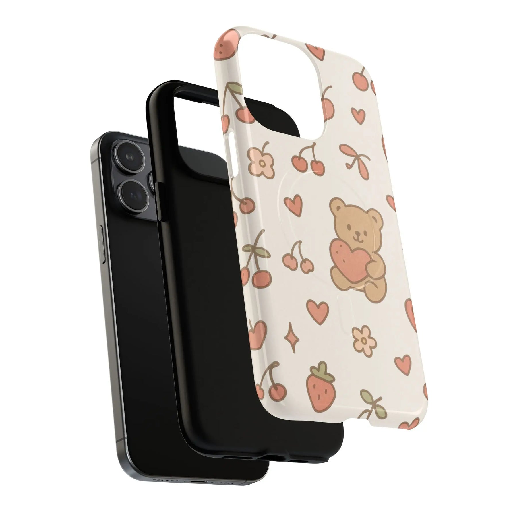 Teddy Berry Cozy Strawberry Pattern iPhone Case with MagSafe - Shamo's
