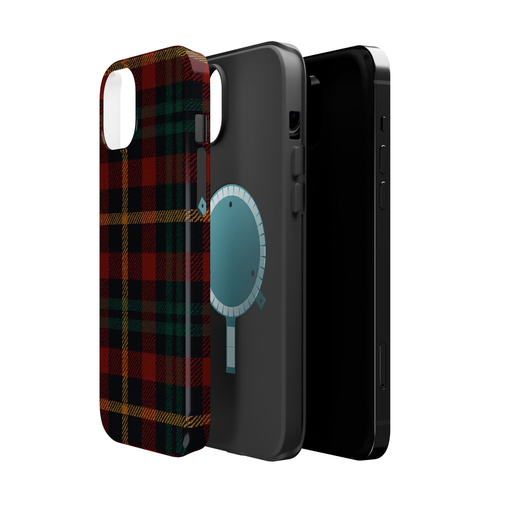 Plaid Impact-Resistant iPhone Case — Red Green Tartan Holiday Theme with MagSafe  Shamo's
