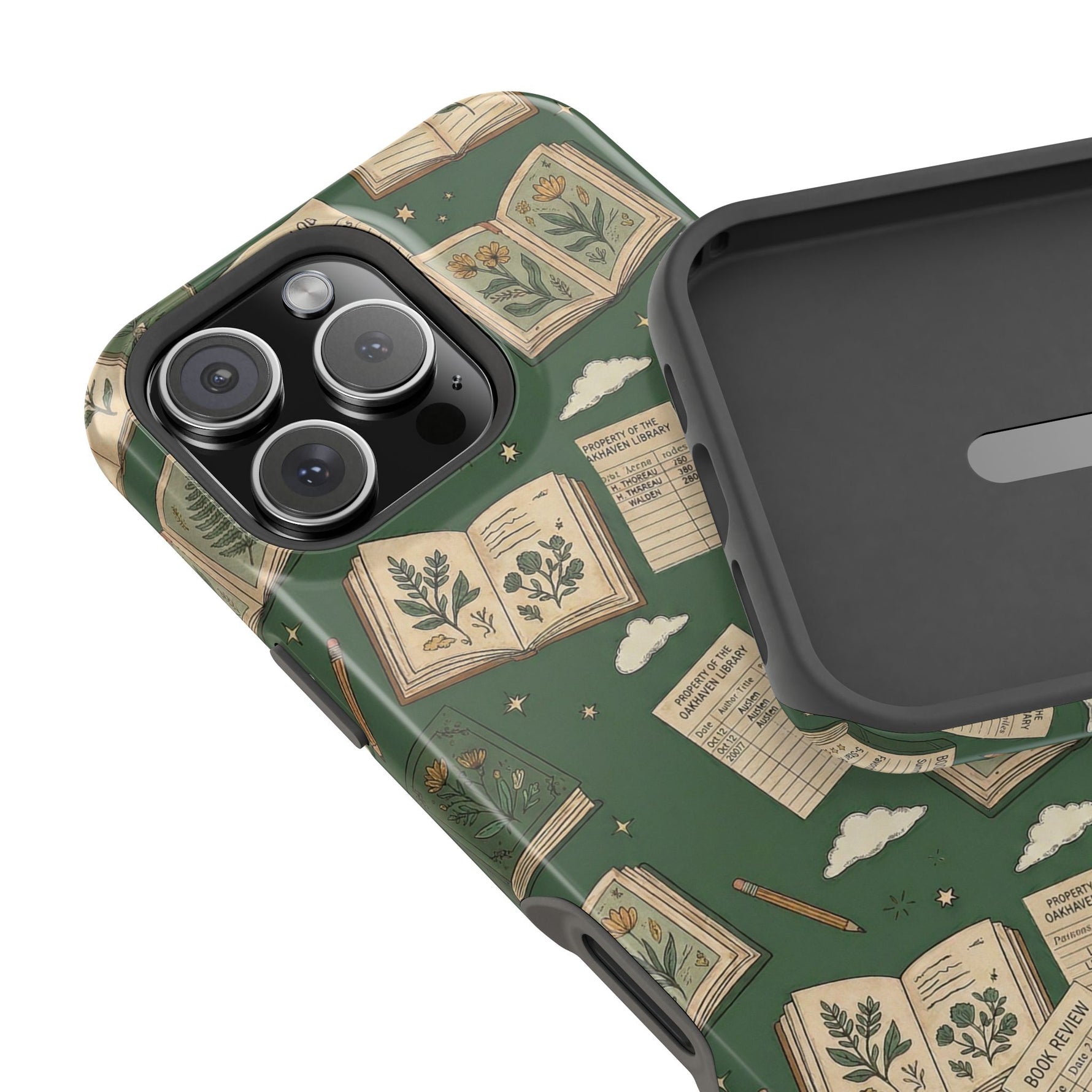 Botanical Journal Pattern iPhone Case | MagSafe Compatible Impact-Resistant Protective Cover