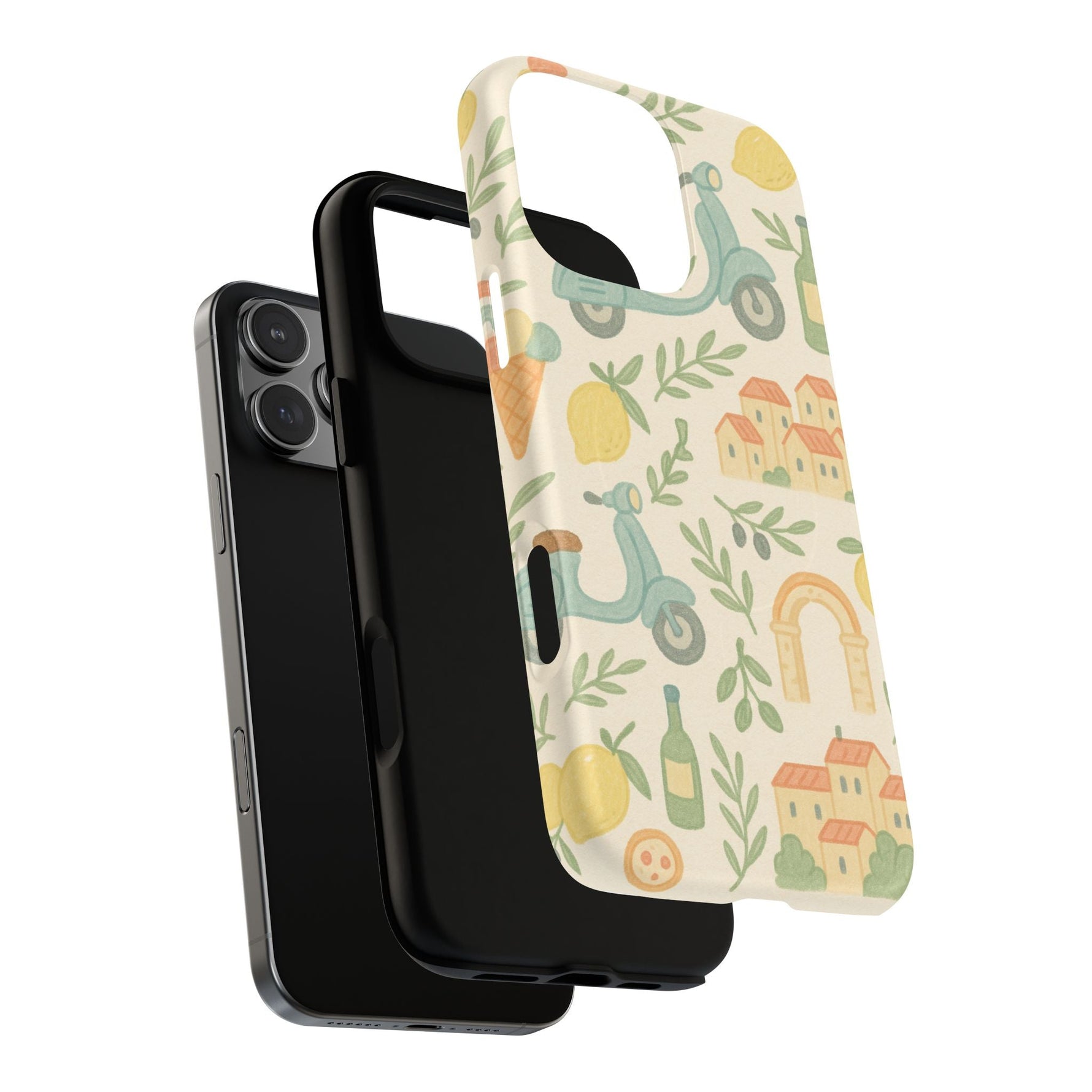 Italian Summer Drawing  iPhone Case — Lemon & Vespa Pattern Tough MagSafe Case  Shamo's