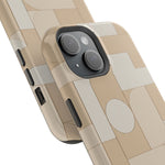 Geometric Beige Magnetic Impact-Resistant iPhone Case with Personalizable Quote and MagSafe Compatible