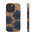 Navy Floral Tough iPhone Case — Durable Protective Case with Blue Flowers on Kraft Background  Shamo's iPhone 14 Pro Max