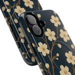 Navy Cherry Blossom Floral iPhone Case - Compatible with MagSafe - Shamo's