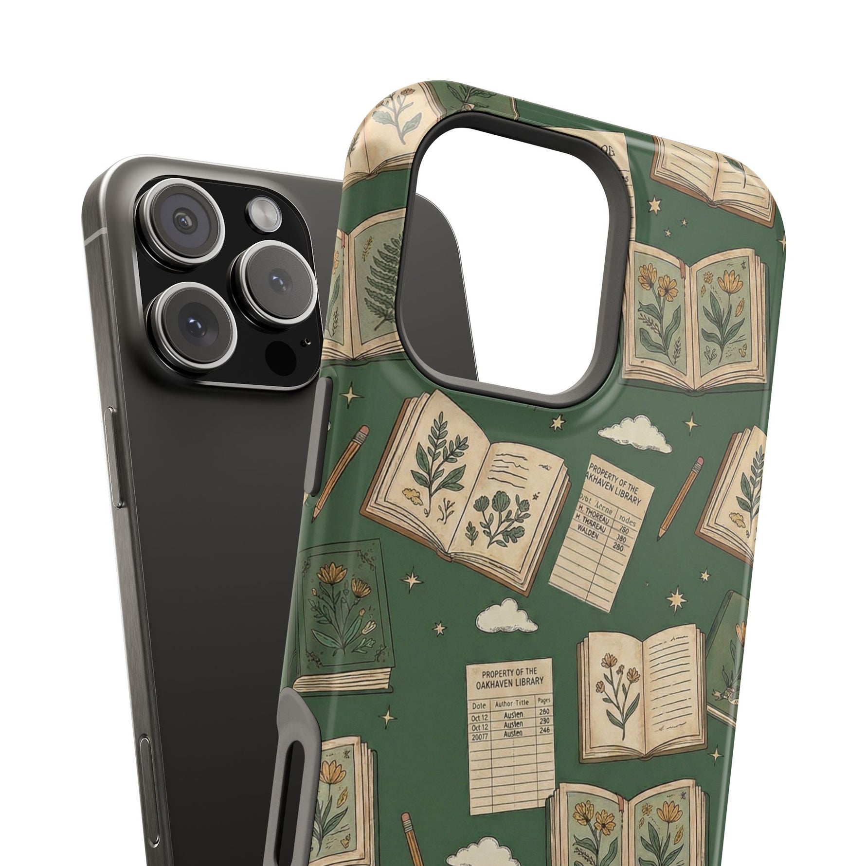Botanical Journal Pattern iPhone Case | MagSafe Compatible Impact-Resistant Protective Cover