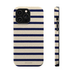 Navy & Cream Ribbed Holiday Sweater Design iPhone Case with MagSafe compatibility