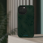Topographic Green Magnetic Impact-Resistant iPhone Case | MagSafe compatible  Shamo's