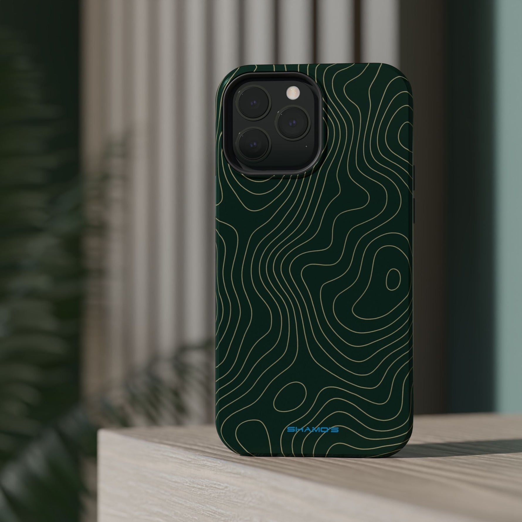 Topographic Green Magnetic Impact-Resistant iPhone Case | MagSafe compatible  Shamo's