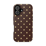 Polka Dot iPhone Case — Brown & Cream MagSafe Protective Cover