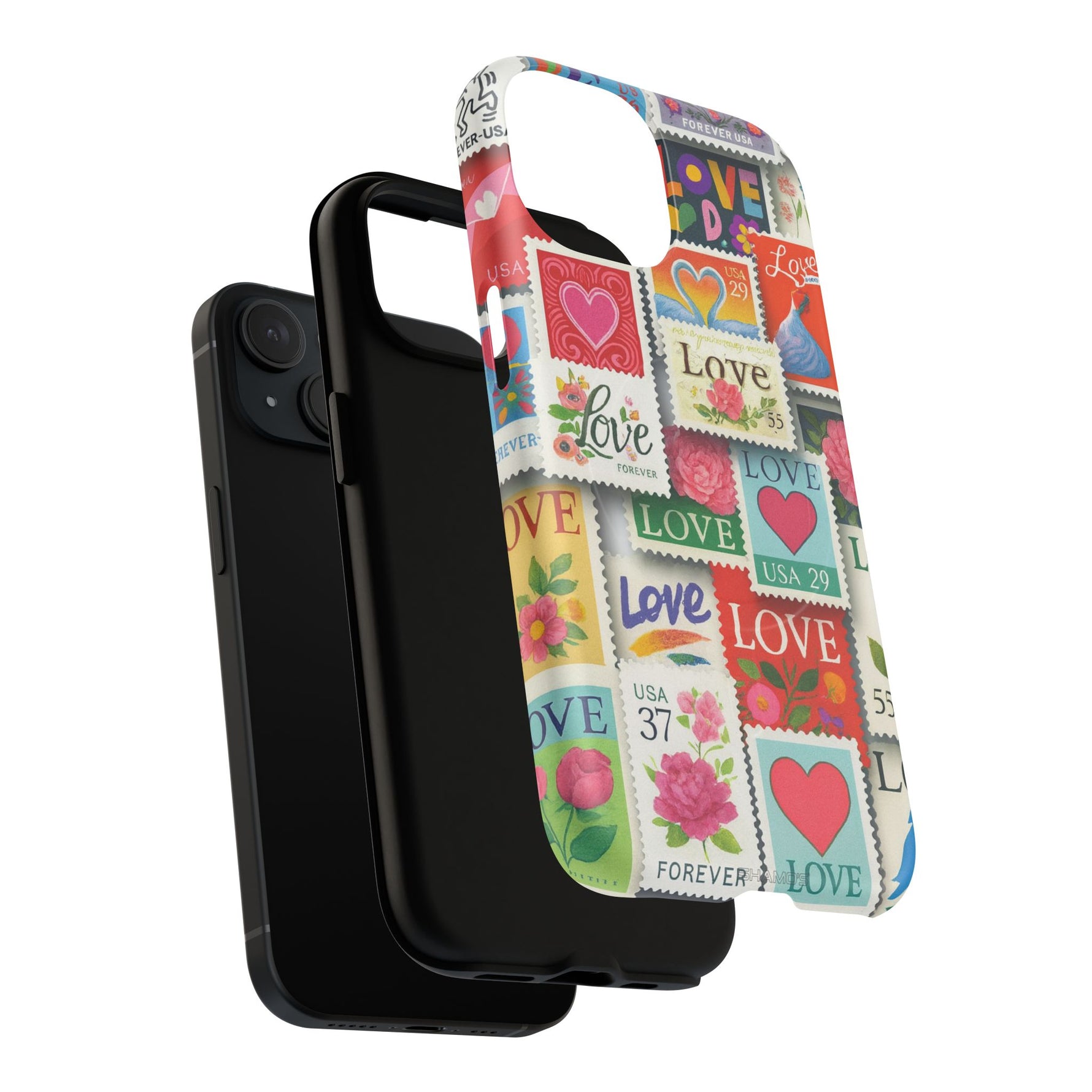 Vintage Romantic Love Stamp iPhone Case | Tough Protection + MagSafe