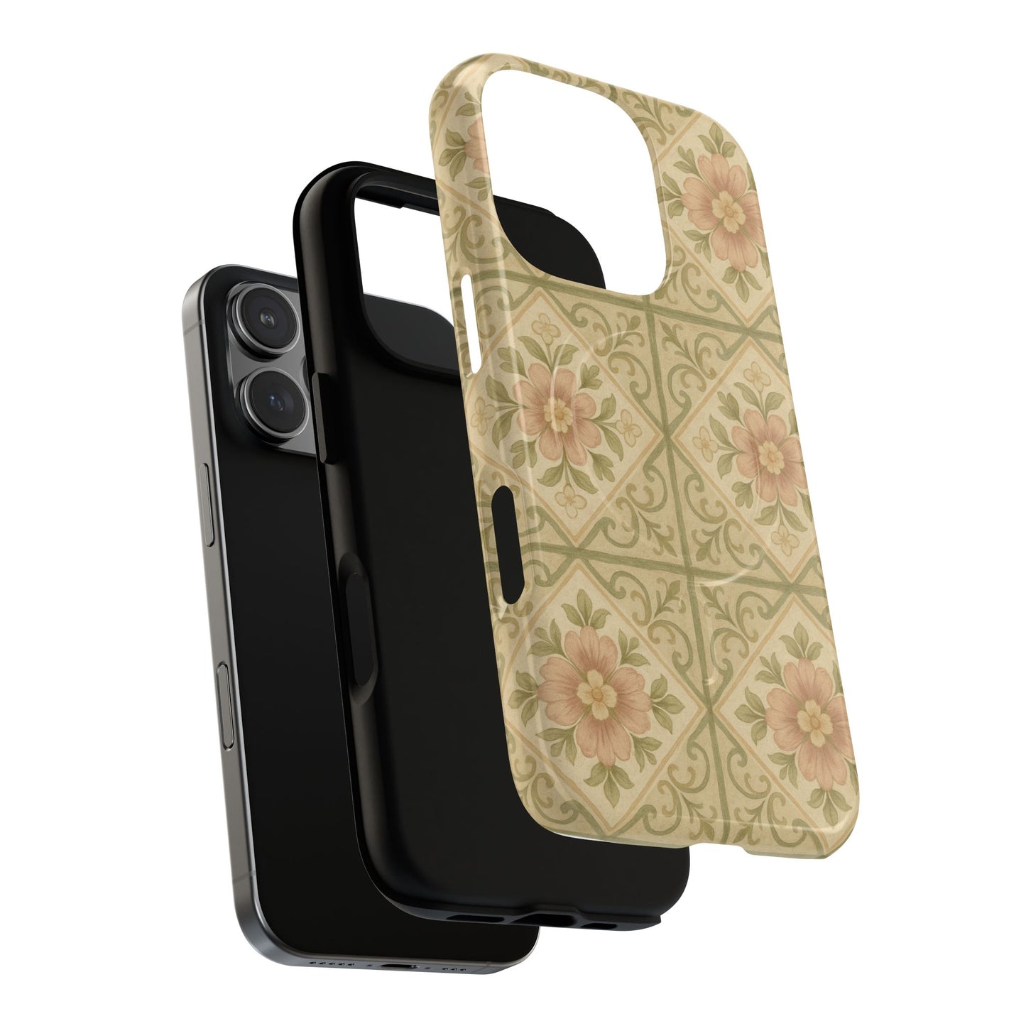 Vintage Rustic Foral Tiles iPhone Case | MagSafe