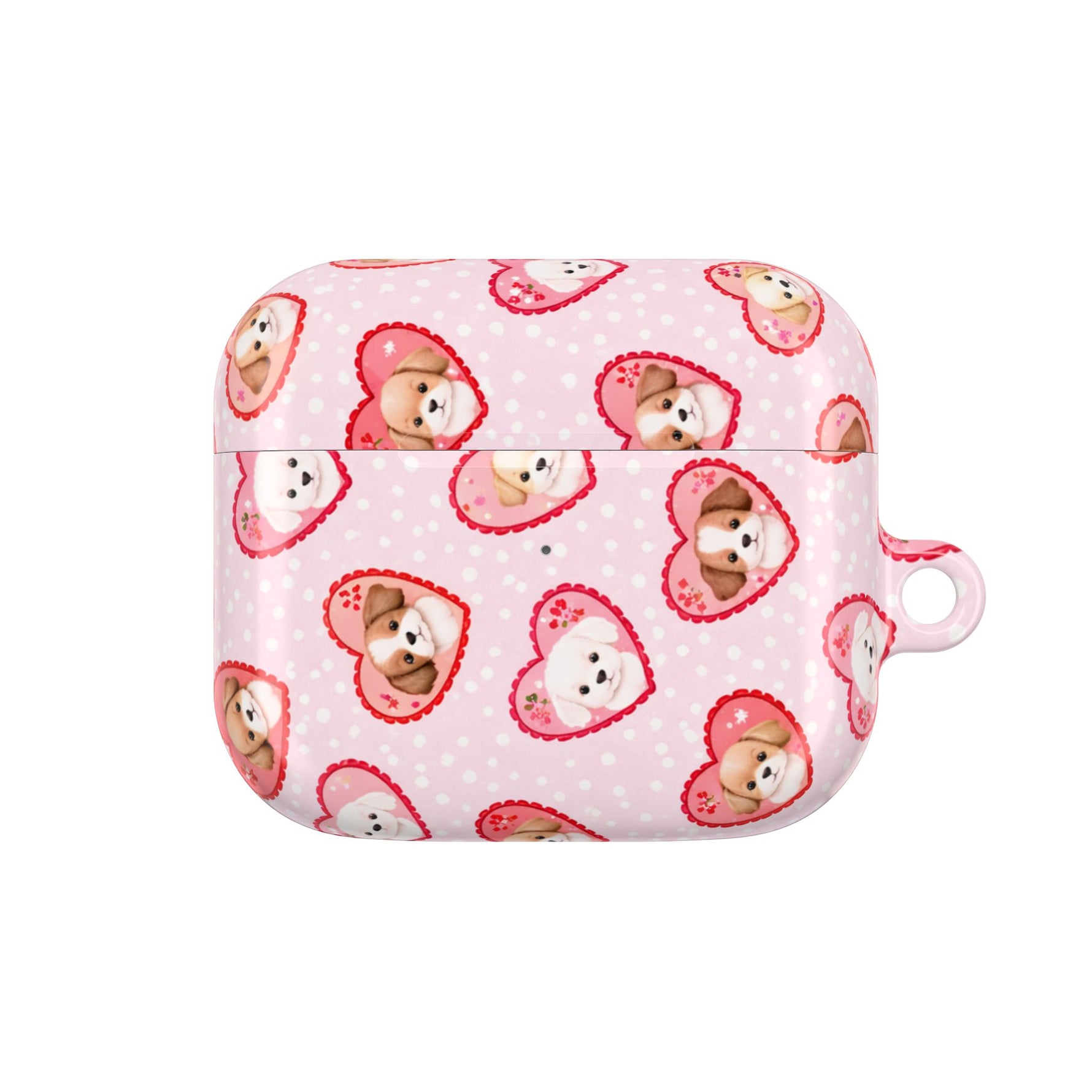 Puppy Hearts AirPod Case, Pink Valentine Pet Pattern