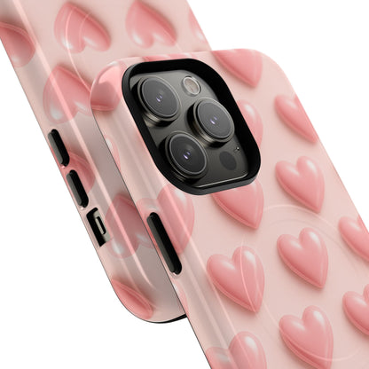 Baby Pink Pearl Hearts 3D iPhone Case | MagSafe