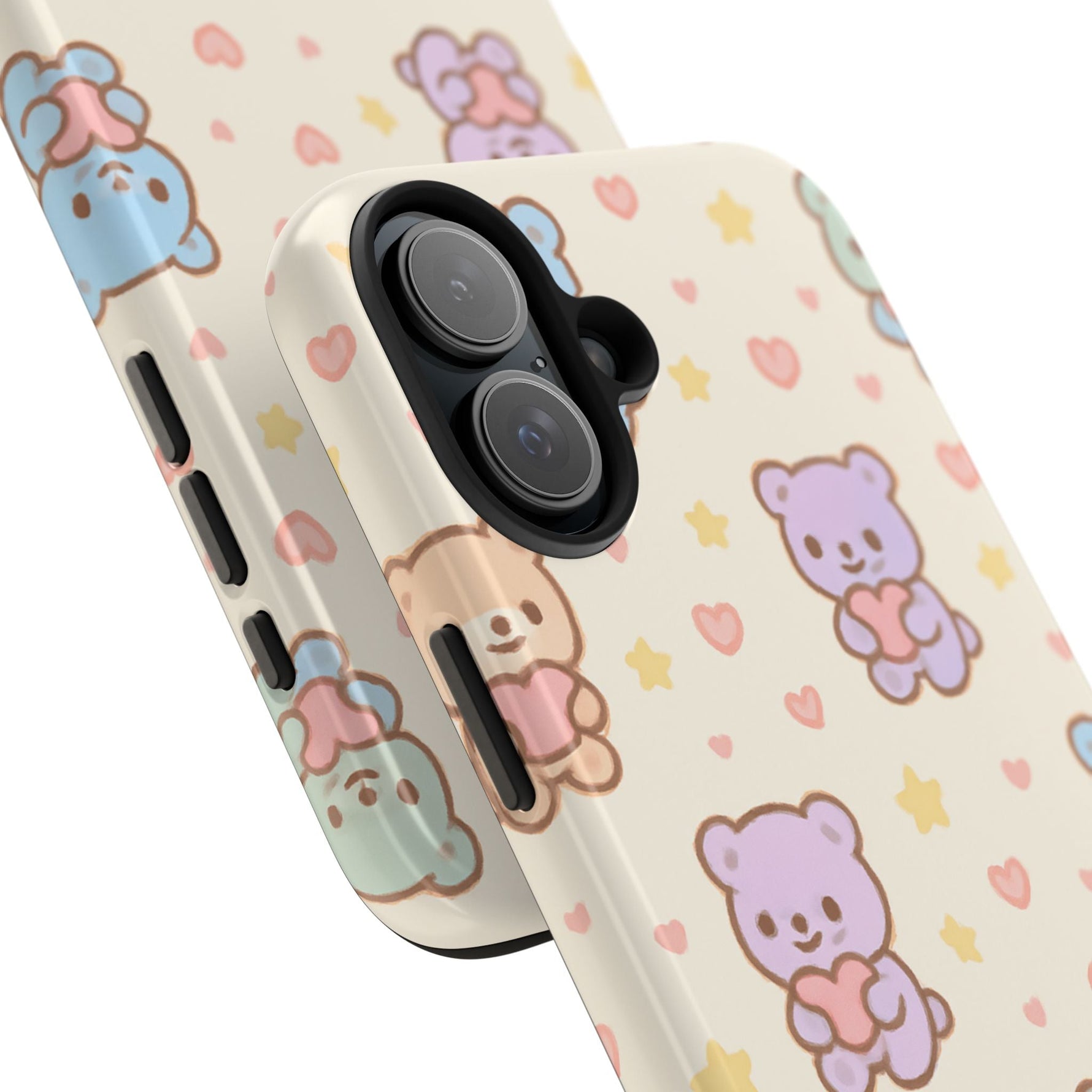 Cute Pastel Bear Impact Phone Case | Heart & Star Kawaii Pattern  Shamo's