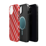 Red Plaid Magnetic Impact-Resistant iPhone Case | MagSafe