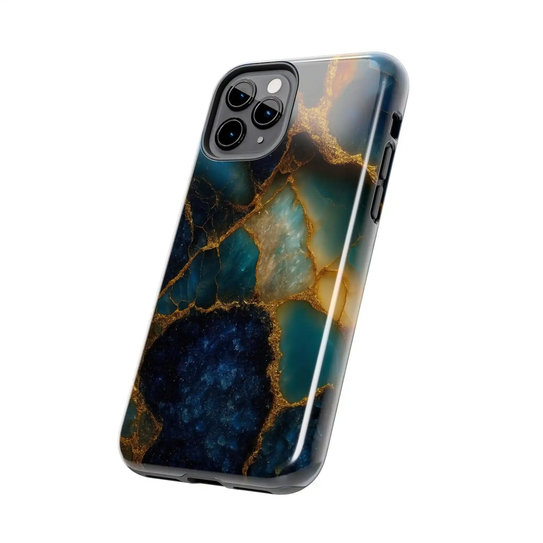 Blue Gold Agate Tough Phone Case Marble Stone Design  Shamo's