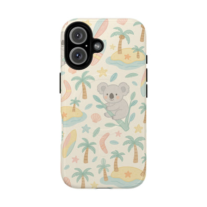 Australia Hand-Drawn Koala Beach iPhone Case — Cute Tropical Palm & Surf Print | with MagSafe