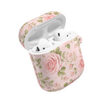 Floral Rose AirPod Case, Pink Vintage Rosebud Protective Cover - AirPods Pro Gen 1 / White / Glossy - Shamo's