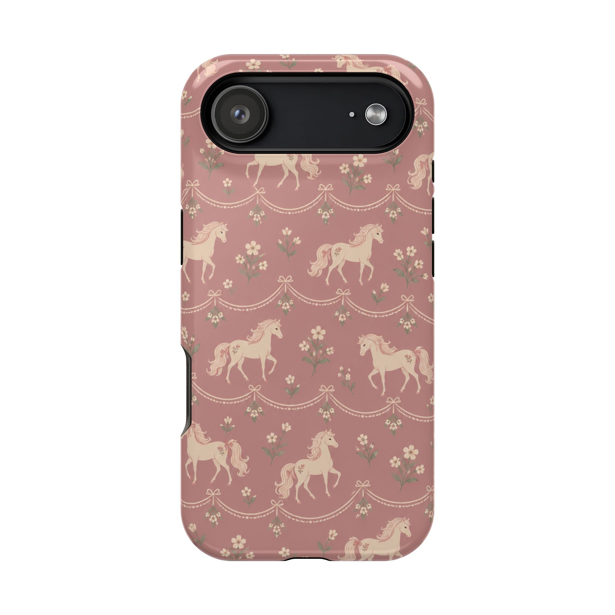 Rose Ponies MagSafe Phone Case, glossy iPhone 17 Air, rear view