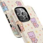 Cute Pastel Bear Impact Phone Case | Heart & Star Kawaii Pattern  Shamo's