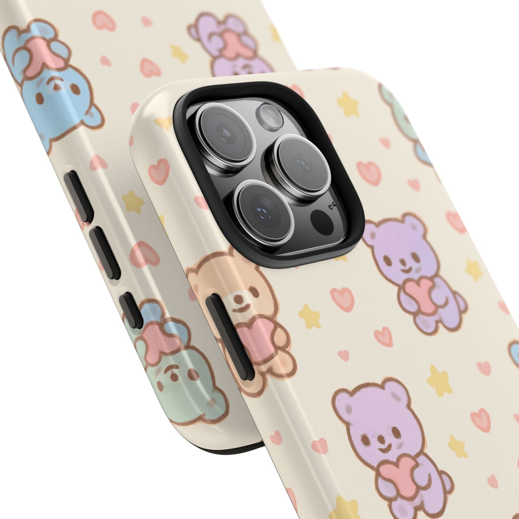 Cute Pastel Bear Impact Phone Case | Heart & Star Kawaii Pattern  Shamo's