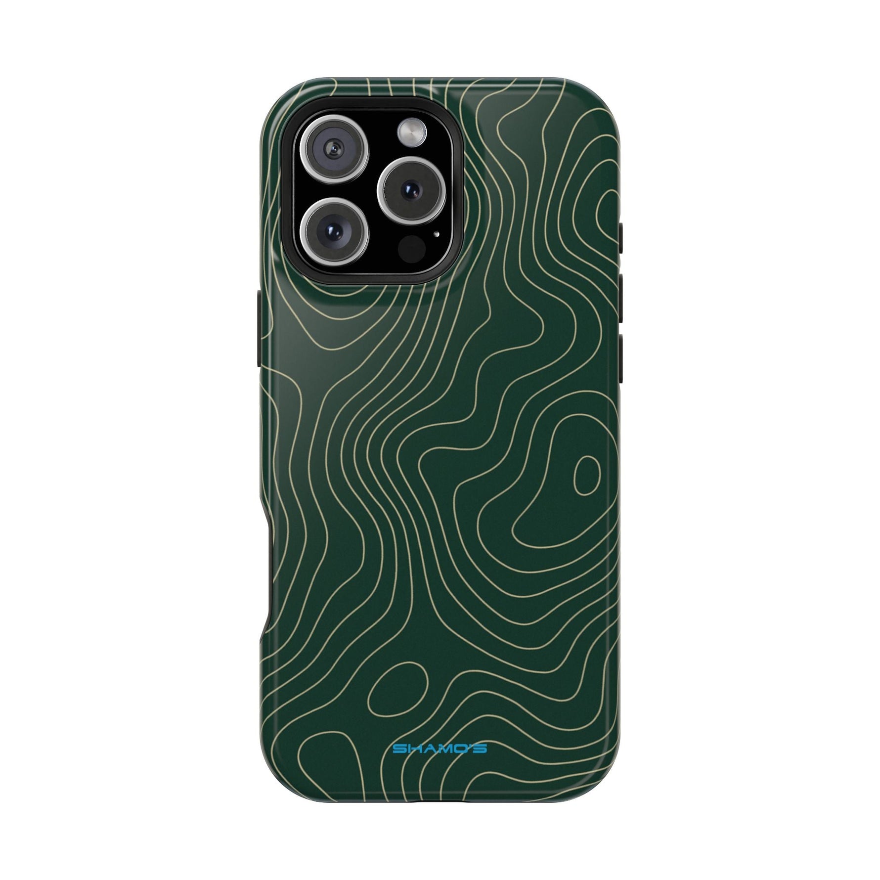 Topographic Green Magnetic Impact-Resistant iPhone Case | MagSafe compatible  Shamo's iPhone 16 Pro Max / Glossy