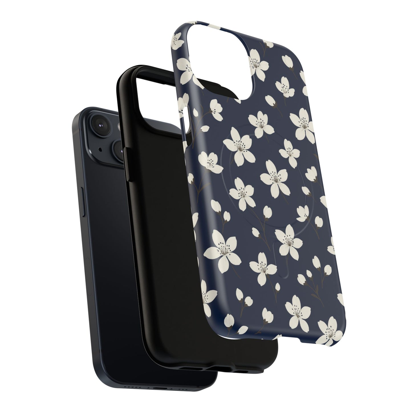 Navy Blossom Floral iPhone Case | MagSafe