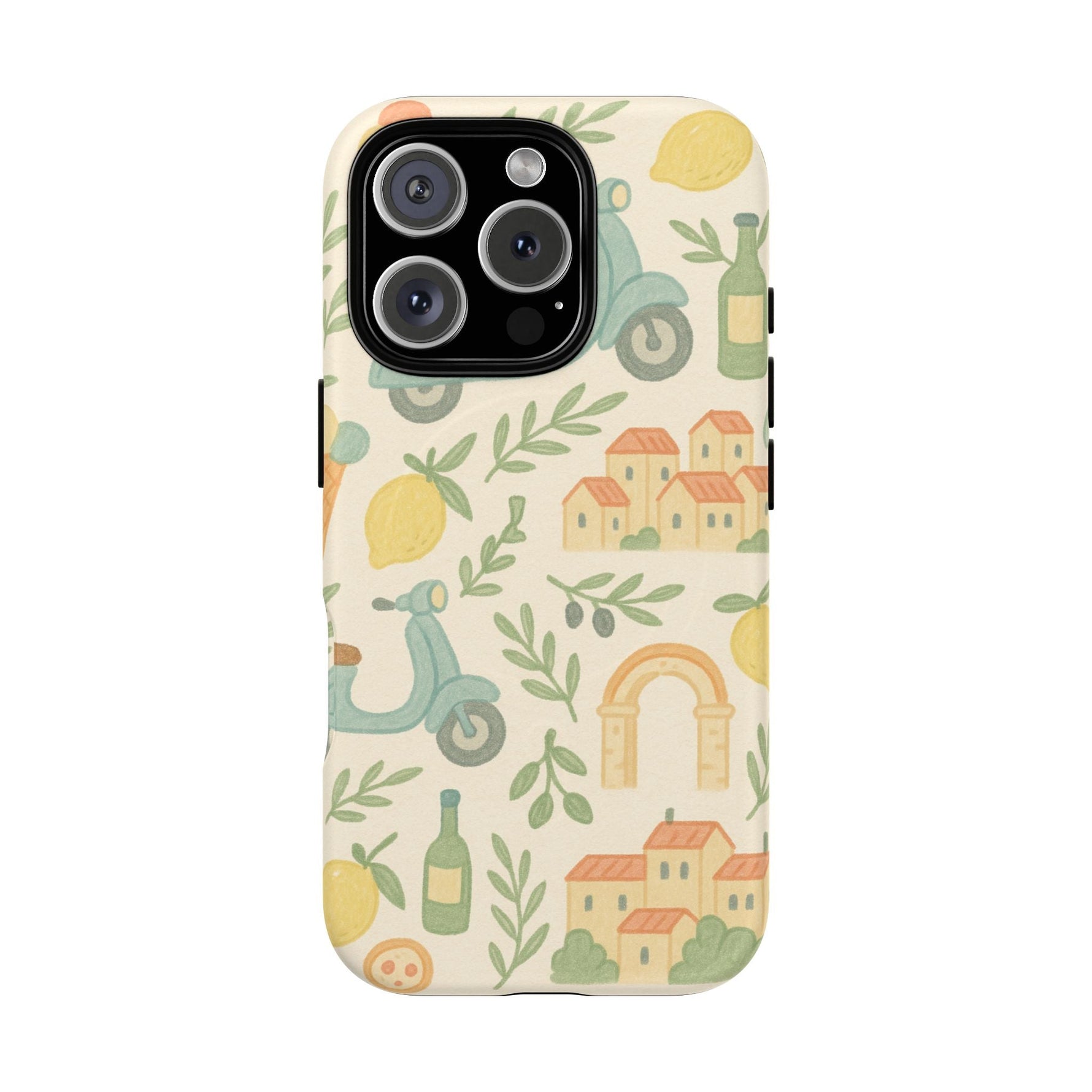Italian Summer Drawing  iPhone Case — Lemon & Vespa Pattern Tough MagSafe Case  Shamo's